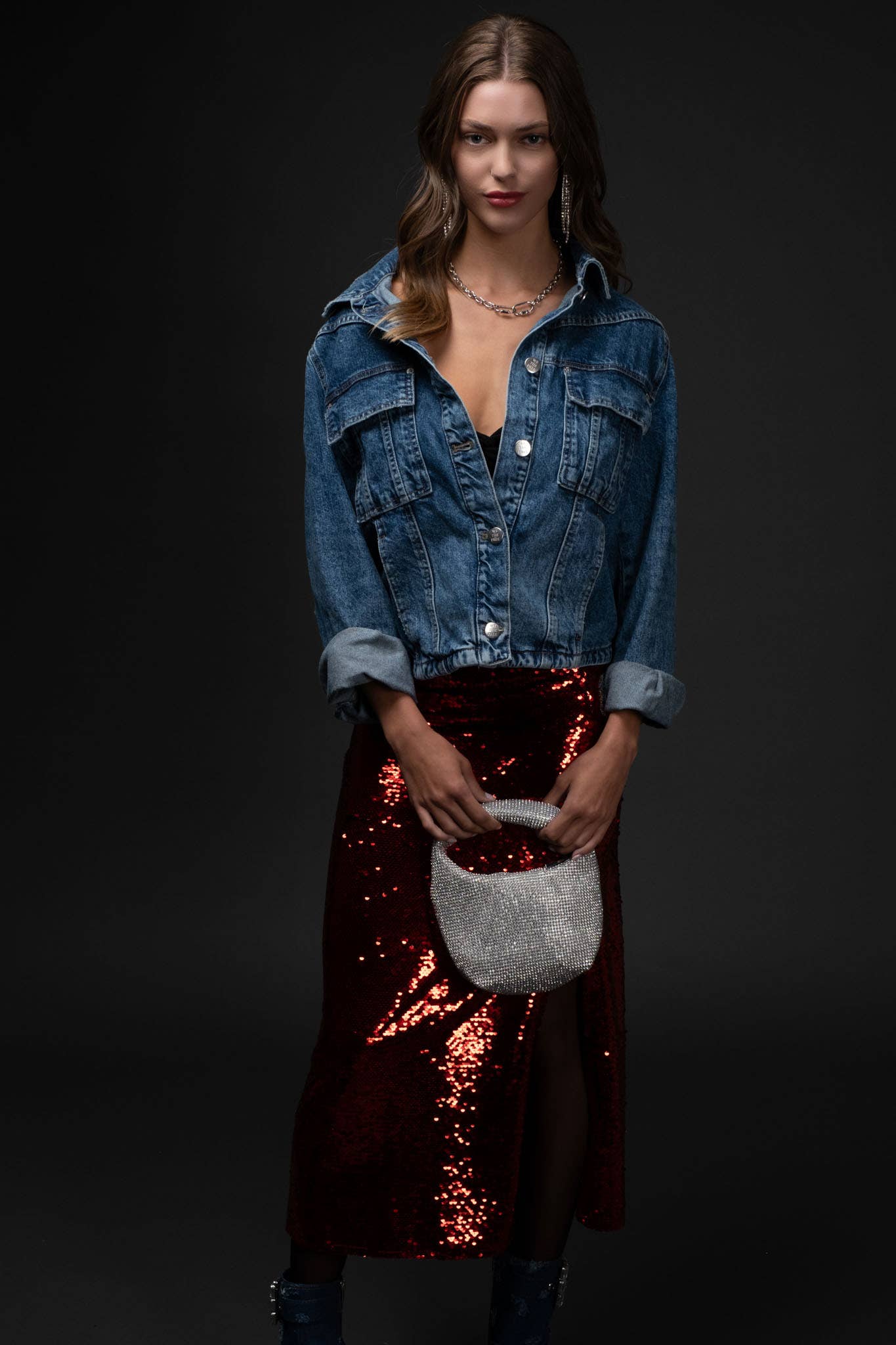 Red Sequin Skirt