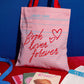 Canvas Tote, Library Card (Pink)