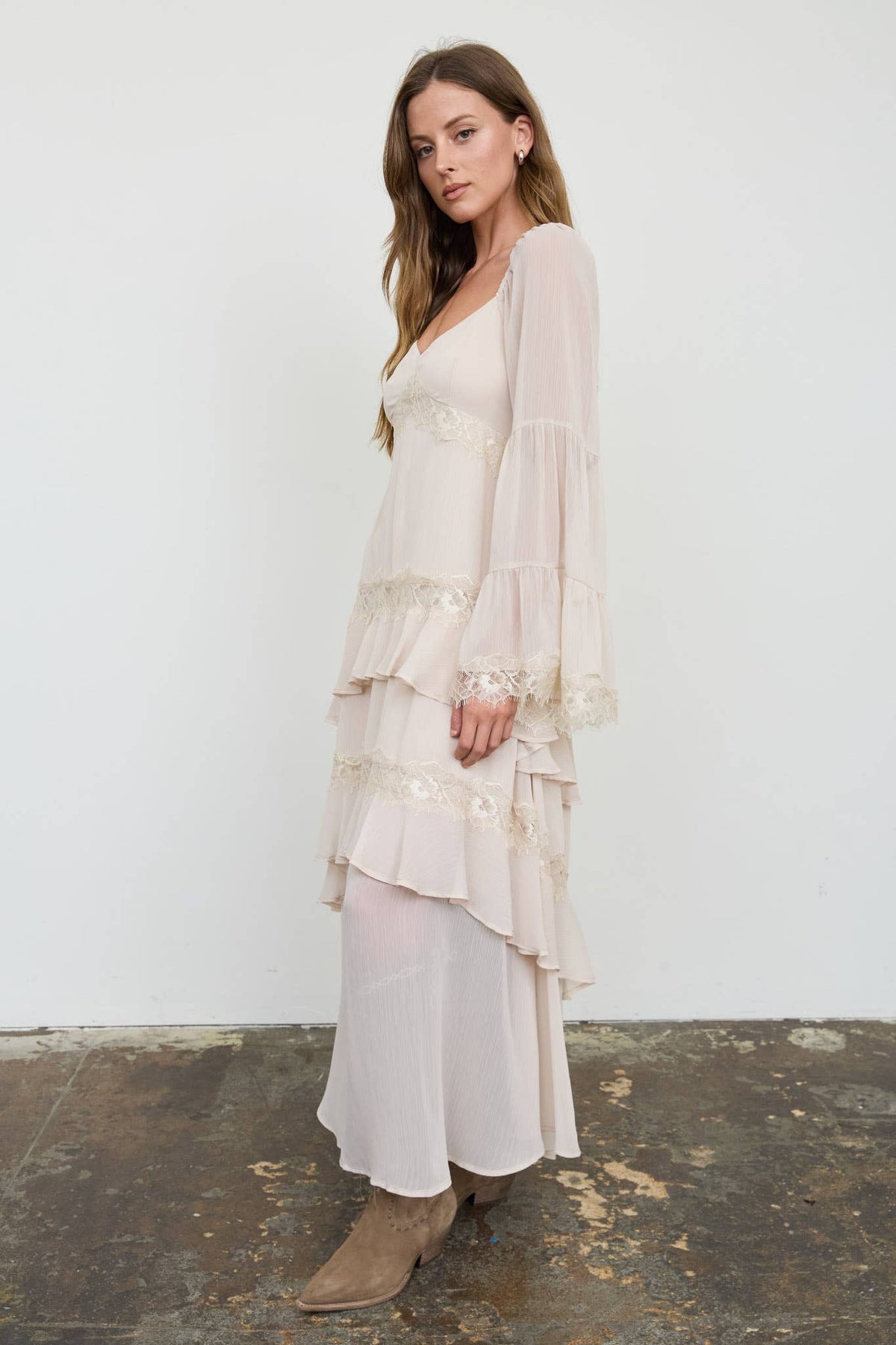 Ruffle and Lace Tiered Dress