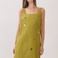 CD07446-Mirror Embellished A-Line Mini Dress: OLIVE / S