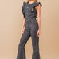 Ruffle Denim Jumpsuit