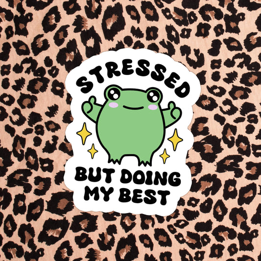 Frog Cute Relatable Mental Health Waterproof Sticker
