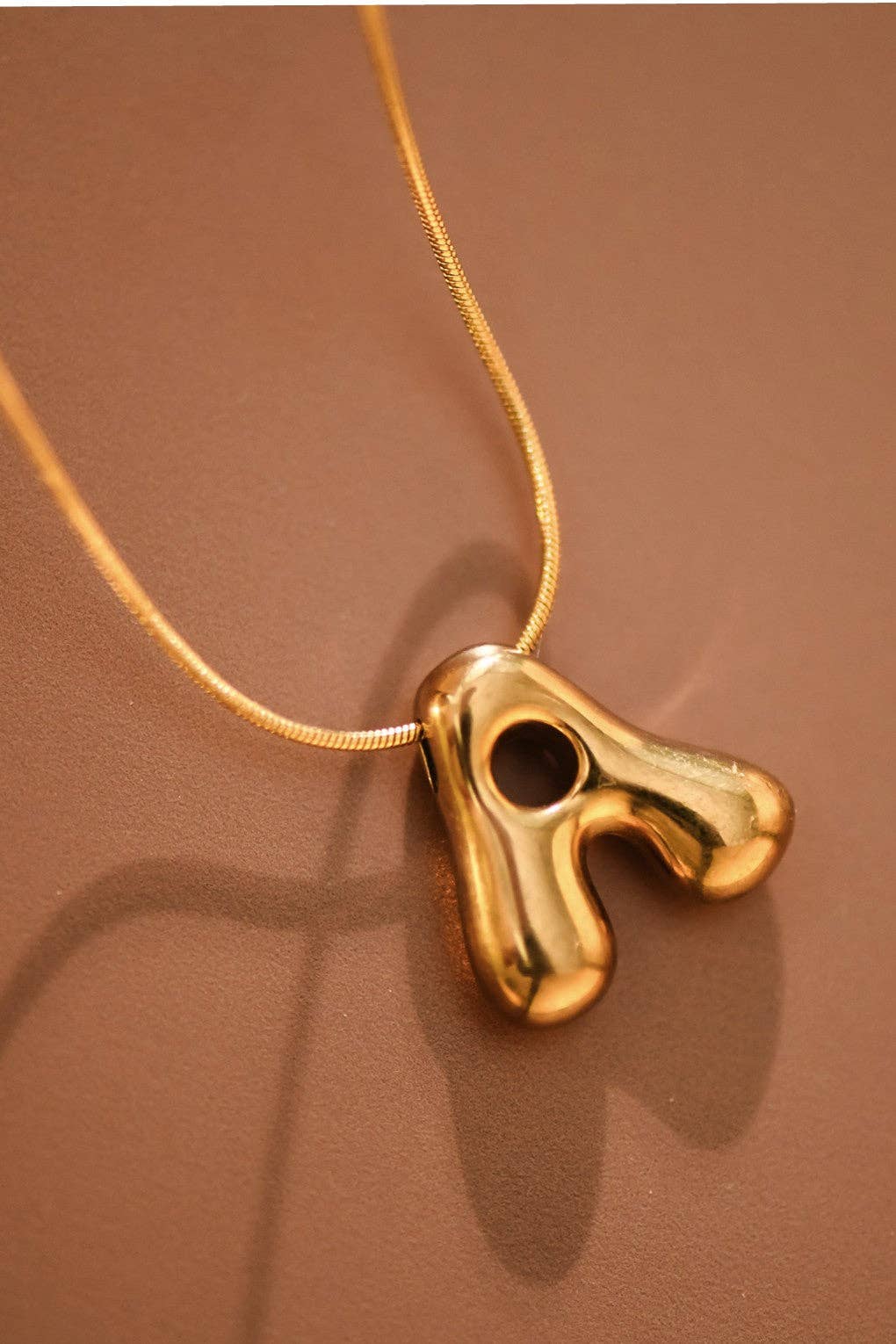 18K Gold Plated Waterproof Stainless Steel Initial Necklace - 0147: L