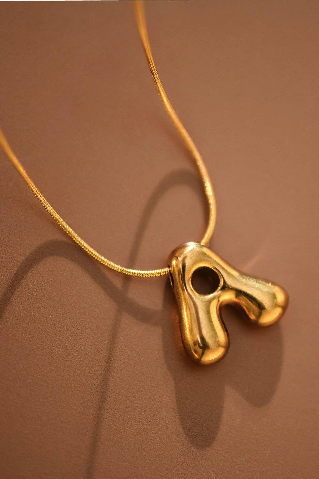 18K Gold Plated Waterproof Stainless Steel Initial Necklace - 0147: L