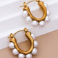 18K Gold Plated Waterproof Stainless Steel Hoop Earrings - 7019: S0OX3T7019