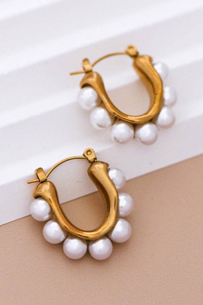 18K Gold Plated Waterproof Stainless Steel Hoop Earrings - 7019: S0OX3T7019
