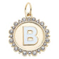 Rhinestone Letter Disc Charm in Shiny Gold: L