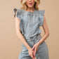 Ruffle Denim Jumpsuit