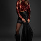 Red Sequin Crop Top