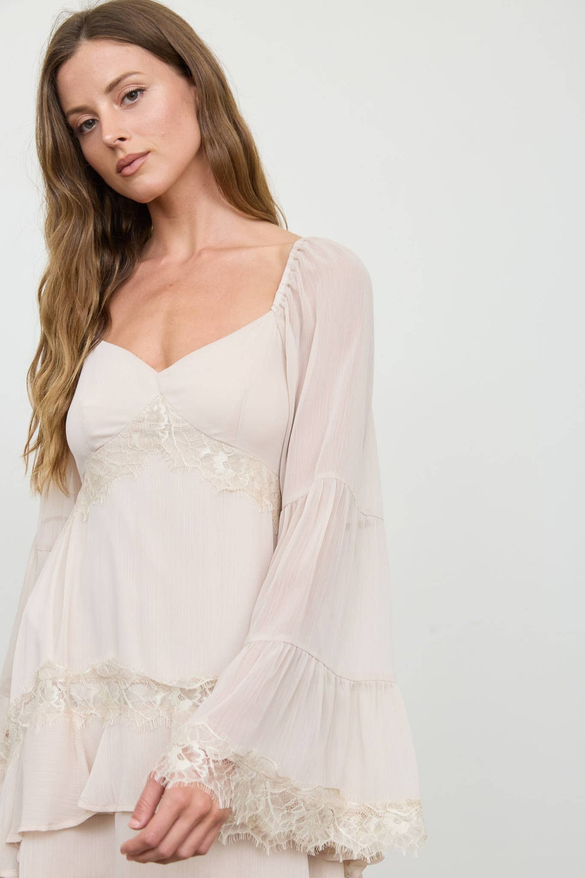 Ruffle and Lace Tiered Dress