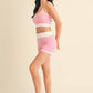 Pink Stripe Shorts Set