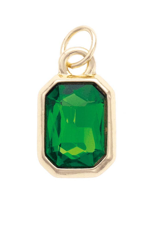 Emerald Cut Rhinestone Charm in Green