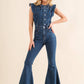 Ruffle Denim Jumpsuit