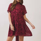 CD07493-Floral Jacquard Tie-Neck Mini Dress: OLIVE / S