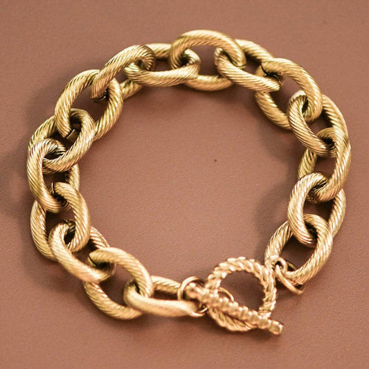 18K Gold PVD Plated Stainless Steel Chunky Link Chain Bracelet - 7174: S0OX3T7174