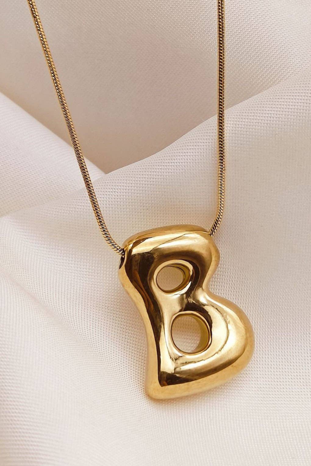 18K Gold Plated Waterproof Stainless Steel Initial Necklace - 0147: L