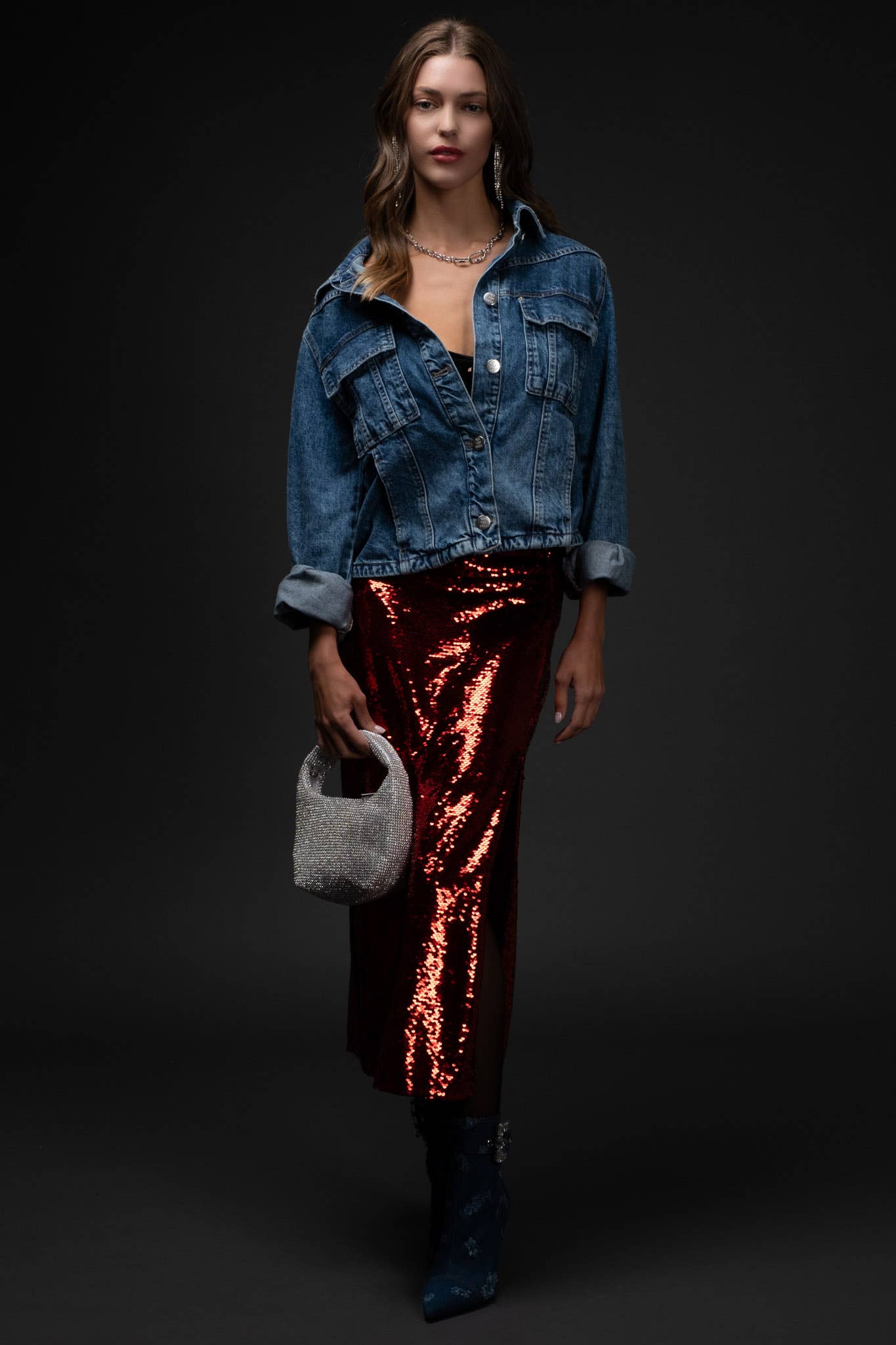 Red Sequin Skirt