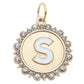 Rhinestone Letter Disc Charm in Shiny Gold: L