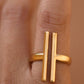 18K Gold PVD Plated Waterproof Stainless Steel Double Bar Ring – 7932: S0OX3T7932