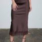 Satin Lace Midi Skirt