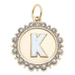Rhinestone Letter Disc Charm in Shiny Gold: L
