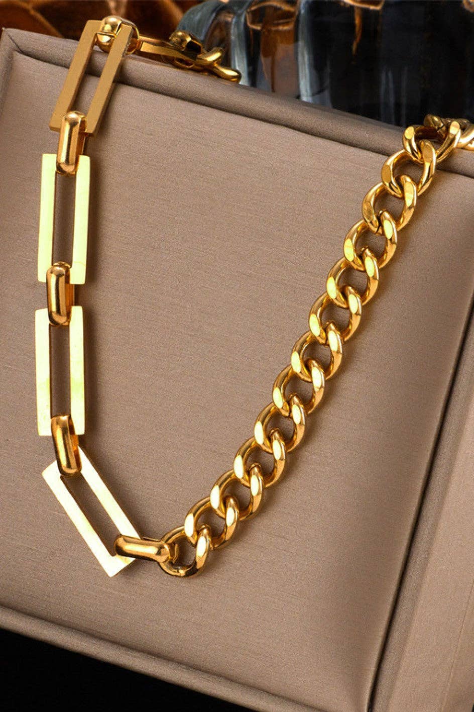18K Gold Plated Waterproof Stainless Steel Chain Necklace - 6871: S0OX3T6871