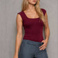 Scoop Neck Body Suit - Deep Red