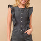 Ruffle Denim Jumpsuit