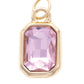 Emerald Cut Rhinestone Charm in Light Pink