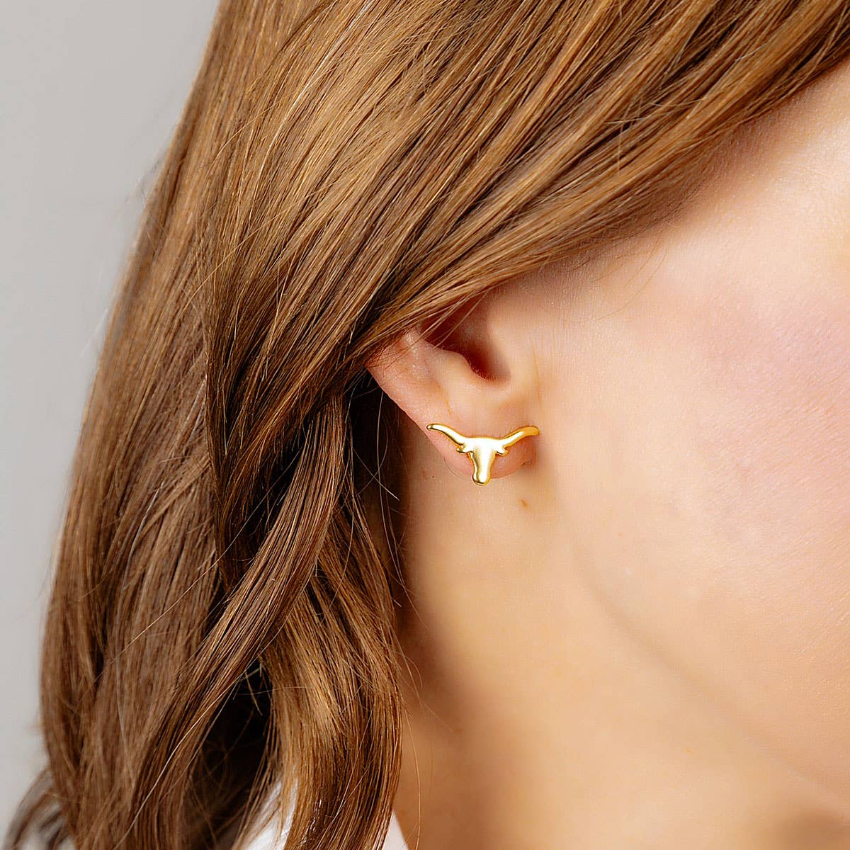 Texas Longhorns Gold Stud Earrings