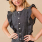 Ruffle Denim Jumpsuit
