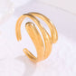 18K Gold Plated Stainless Steel Sculptural Open Ring - 7889: S0OX3T7889