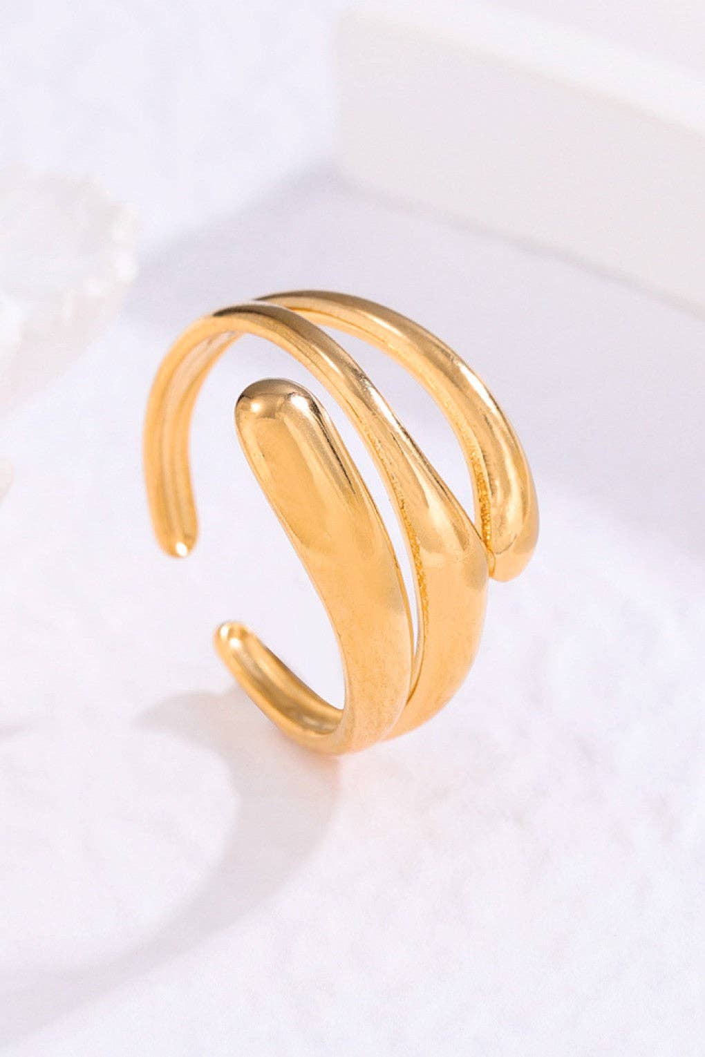 18K Gold Plated Stainless Steel Sculptural Open Ring - 7889: S0OX3T7889