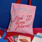 Canvas Tote, Library Card (Pink)