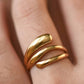 18K Gold Plated Stainless Steel Sculptural Open Ring - 7889: S0OX3T7889