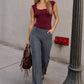 Scoop Neck Body Suit - Deep Red