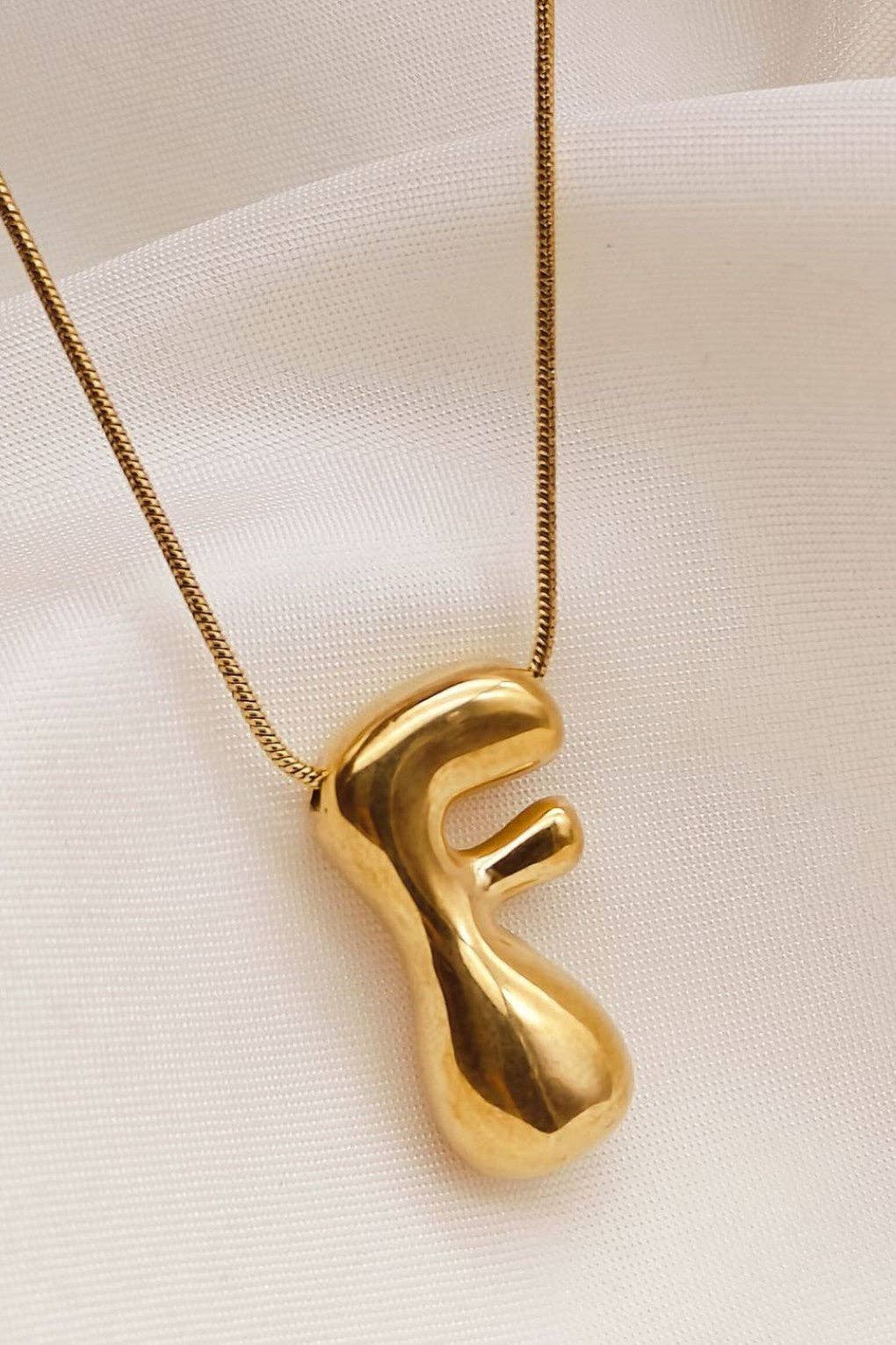 18K Gold Plated Waterproof Stainless Steel Initial Necklace - 0147: L
