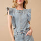 Ruffle Denim Jumpsuit