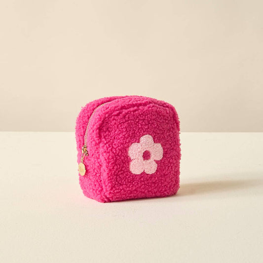 Square Teddy Pouch - Pink Flower