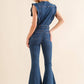 Ruffle Denim Jumpsuit