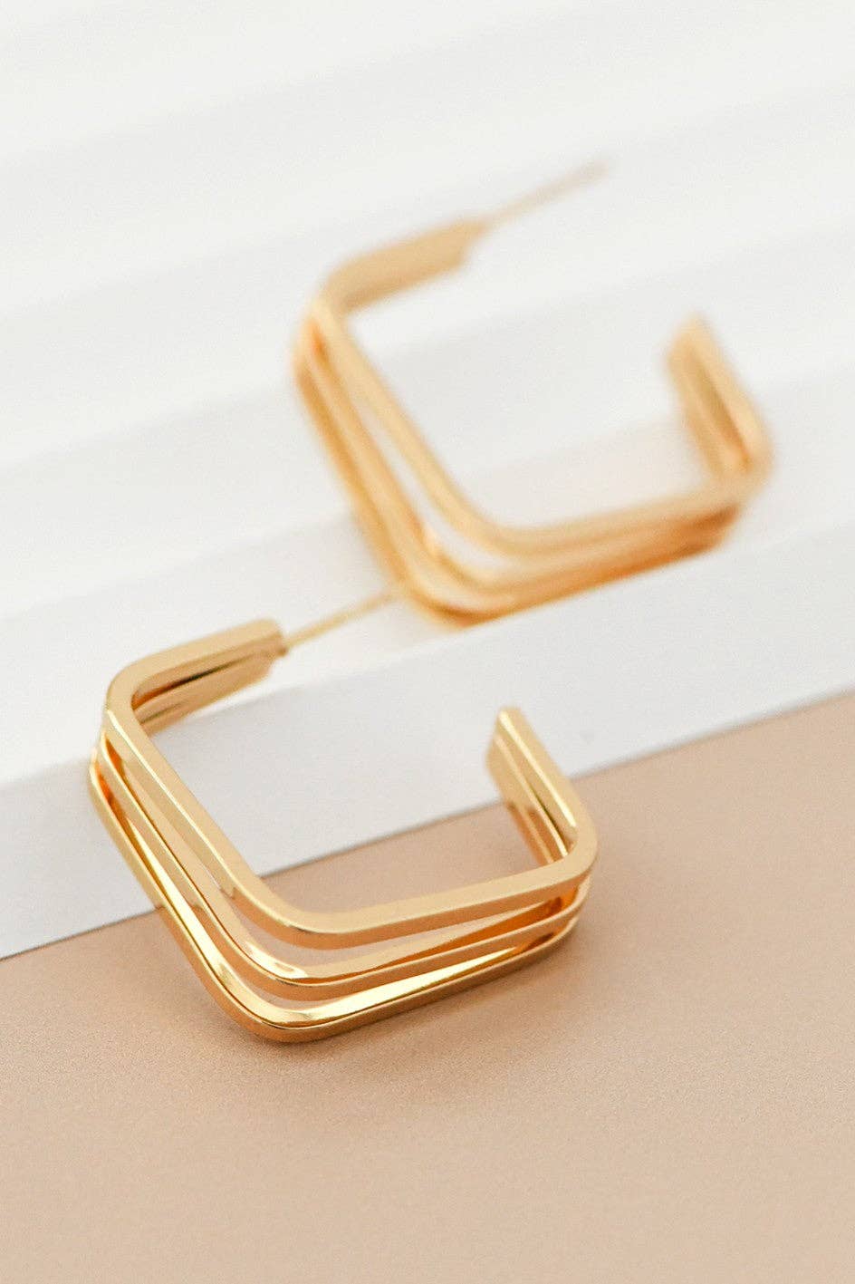 18K Gold Plated Waterproof Stainless Steel Hoop Earrings - 7101: S0OX3T7101