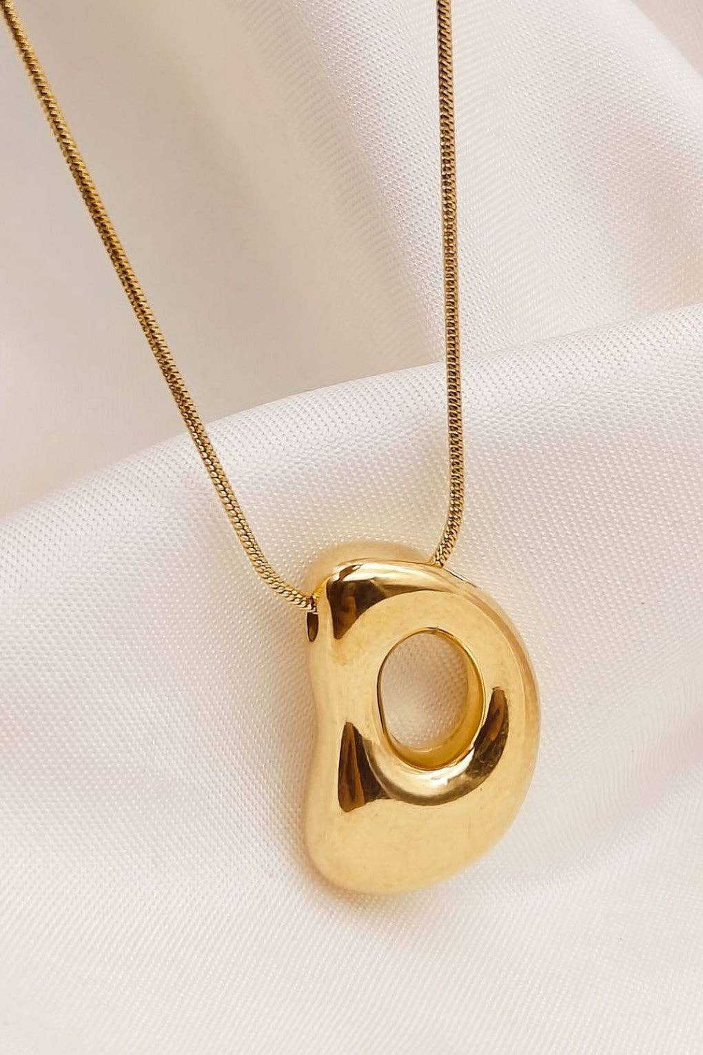 18K Gold Plated Waterproof Stainless Steel Initial Necklace - 0147: L