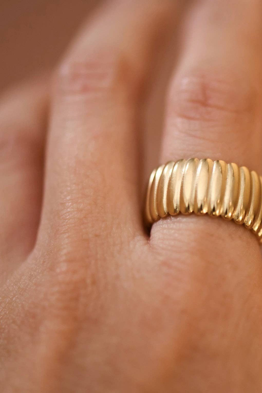 18K Gold Plated Waterproof Stainless Steel Ring - 7884: S0OX3T7884