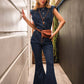 Ruffle Denim Jumpsuit