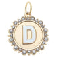 Rhinestone Letter Disc Charm in Shiny Gold: L