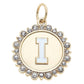 Rhinestone Letter Disc Charm in Shiny Gold: L