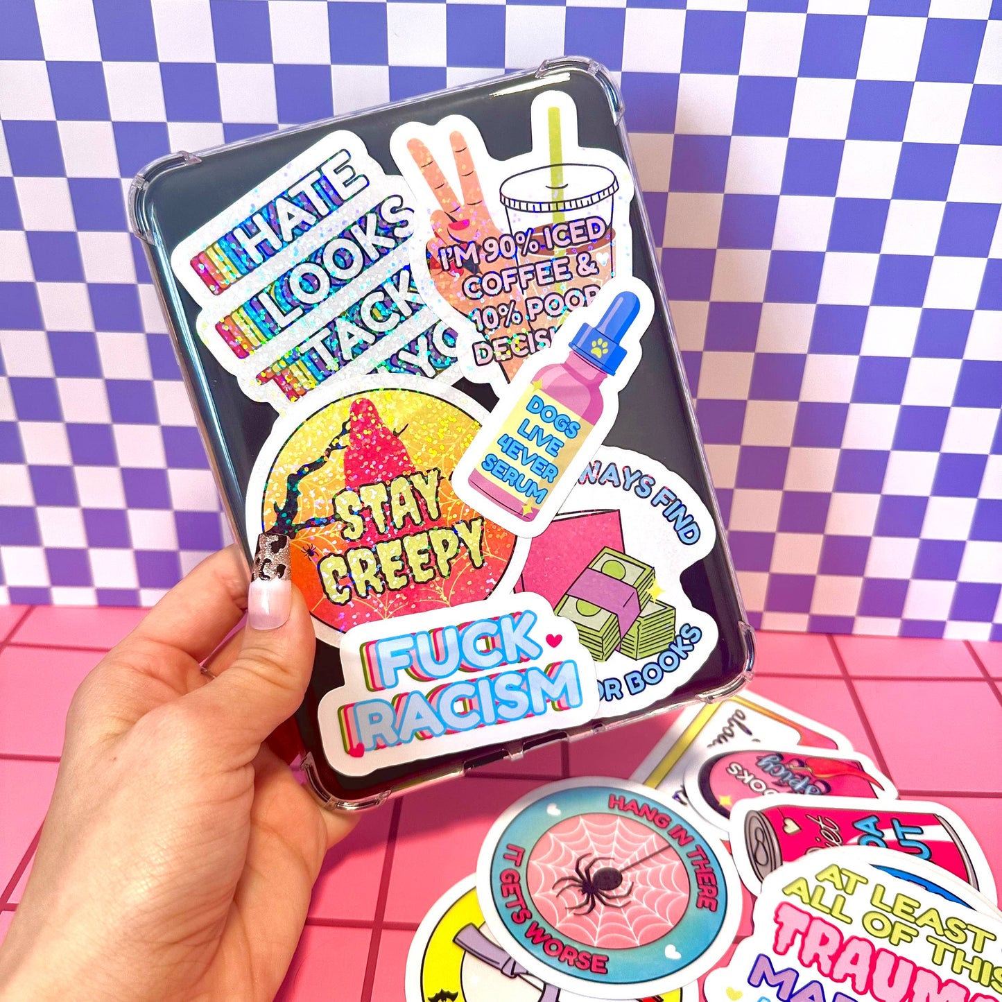 Anxiety Cat Mental Health Waterproof Vinyl Sticker: Matte / Done!