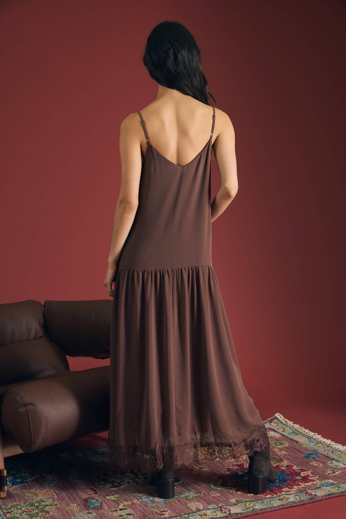 Lace Trim Midi Dress