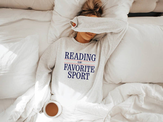 Reading Is My Favorite Sport Graphic Sweatshirt: Ash / 5x