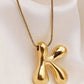 18K Gold Plated Waterproof Stainless Steel Initial Necklace - 0147: L